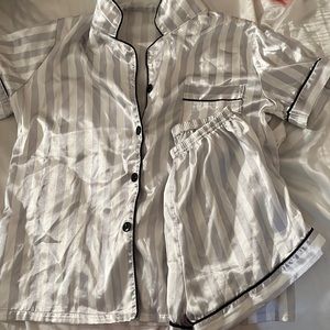 Satin pj set stripped